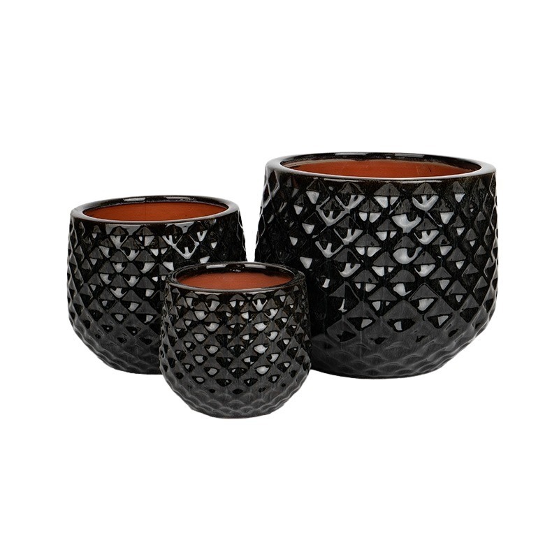 Caldera Wibo kerámia kaspó szett szürke 18x15-32x27cm S3