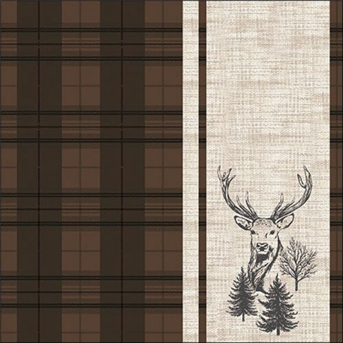 Papírszalvéta Deer plaid brown 33x33cm