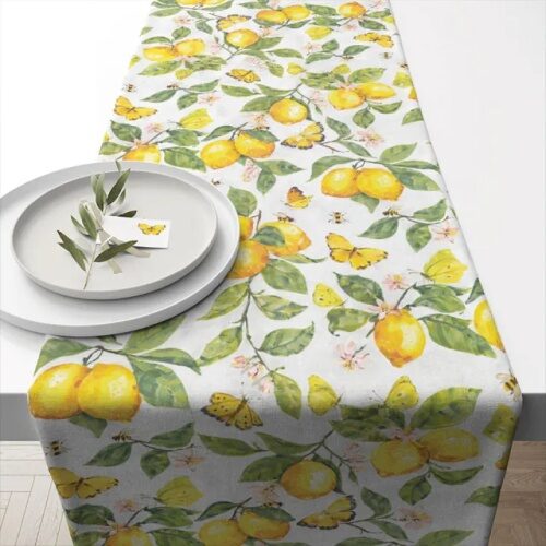 Asztali futó 40x150cm,100% pamut Fresh lemons white