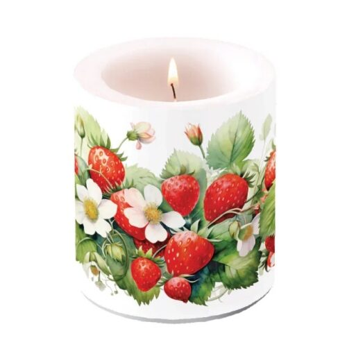 Átvilágítós gyertya 10x10cm, Juicy Strawberries