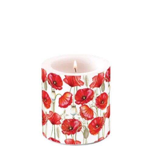 Átvilágítós gyertya 8x7,5cm, Poppy All Over White