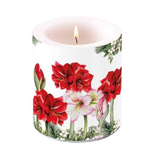 Átvilágítós gyertya Blooming amaryllis white 10x10xcm