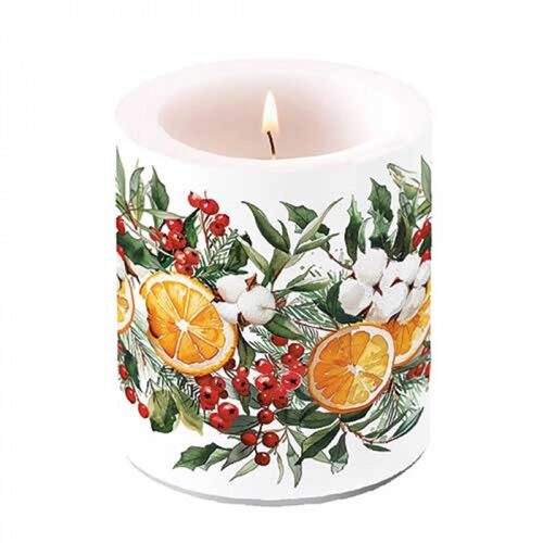 Átvilágítós gyertya Winter Oranges 10x10xcm