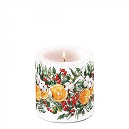Átvilágítós gyertya Winter Oranges 8x7,5cm