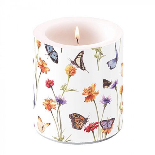 Butterfly garden white átvilágítós gyertya 10x10cm