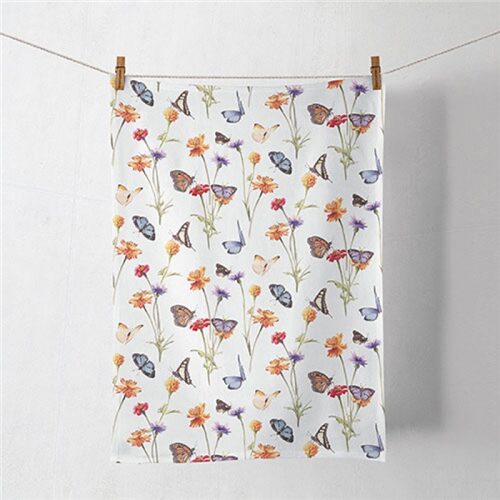 Butterfly garden white konyharuha 50x70cm, 100% pamut