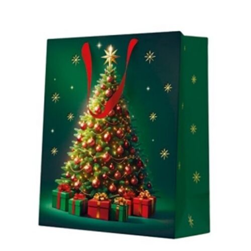 Classic Christmas Tree papír ajándéktáska medium 20x25x10cm