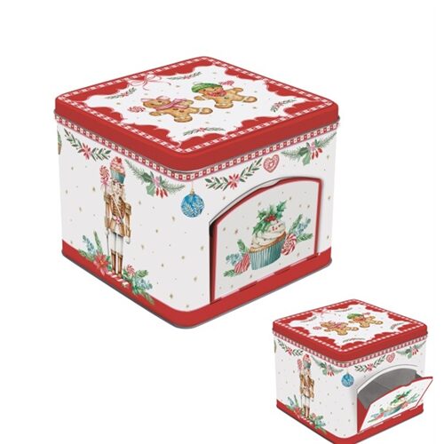Cukorkás fémdoboz 14x14x12cm, Sweet Christmas