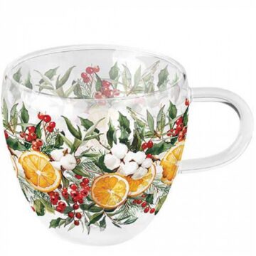 Duplafalú borosilicate üvegcsésze Winter Oranges 0,25L