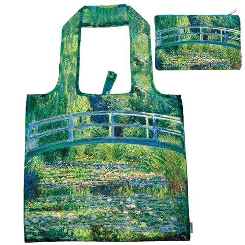 ECO bevásárló táska újrahasznosított műanyag palackból,48x60cm,összehajtva 15x12cm-es tasakban, Monet:Híd a tavirózsák felett