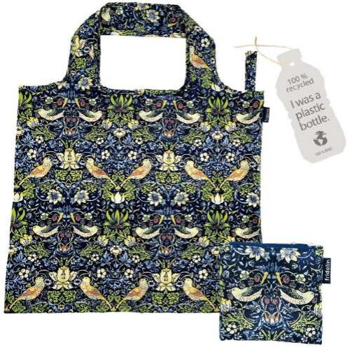 ECO bevásárló táska újrahasznosított műanyag palackból,48x60cm,összehajtva:15x12cm, William Morris: Strawberry Thief