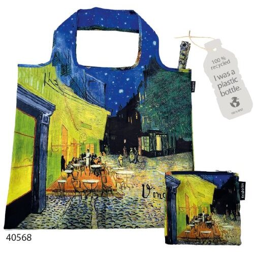 ECO bevásárló táska újrahasznosított műanyag palackból,48x60cm,összehajtva:15x12cm,Van Gogh:Kávéház éjjel