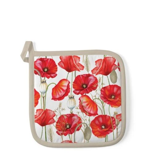 Edényalátét 20x20cm, 100% pamut, Poppy All Over White