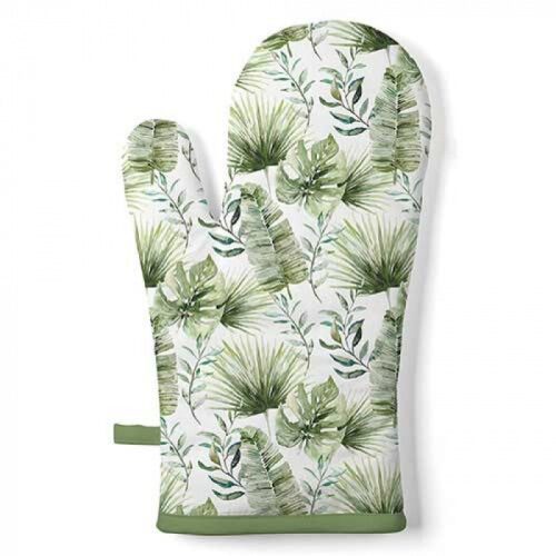 Edényfogó kesztyű Jungle Leaves White 18x30cm, 100% pamut