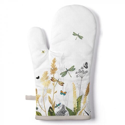 Edényfogó kesztyű Ornamental Flowers White 18x30cm, 100% pamut