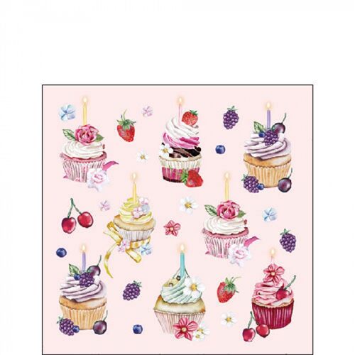 Fruity Cupcakes pink papírszalvéta 25x25cm,20db-os