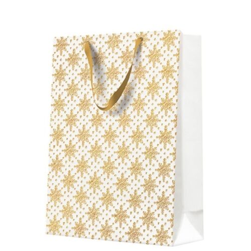 Grunge Textured Snowflakes Gold papír ajándéktáska big 30x41x12cm