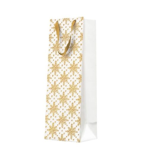 Grunge Textured Snowflakes Gold papír ajándéktáska italos 12x37x10cm