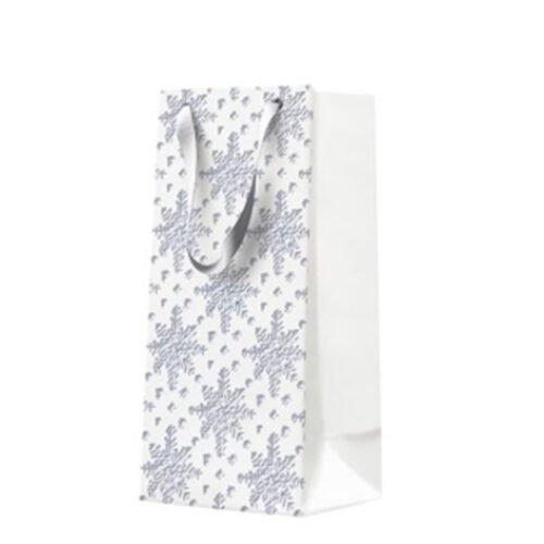 Grunge Textured Snowflakes Silver papír ajándéktáska keskeny 10x22x7cm