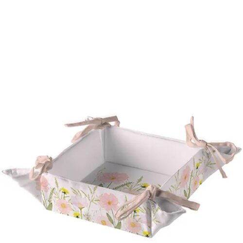 Kenyérkosár 20x20x7cm, 100% pamut Pastel flowers pink