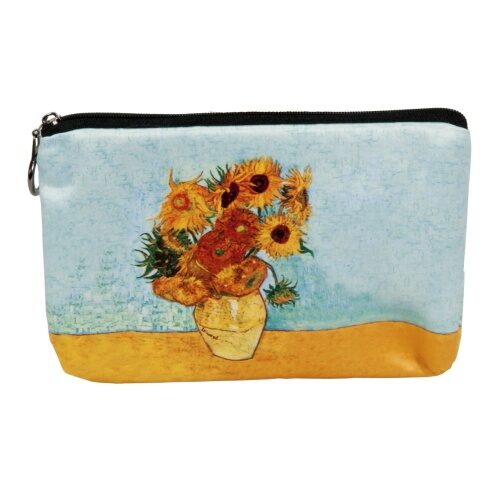 Kozmetikai táska 19x2,5x13cm, polyester,Van Gogh:Napraforgók