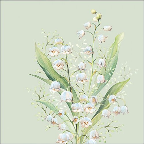 Lily of the valley green papírszalvéta 33x33cm, 20db-os