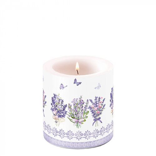 Lovely lavender white átvilágítós gyertya 8x7,5cm