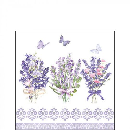 Lovely lavender white papírszalvéta 25x25cm,20db-os