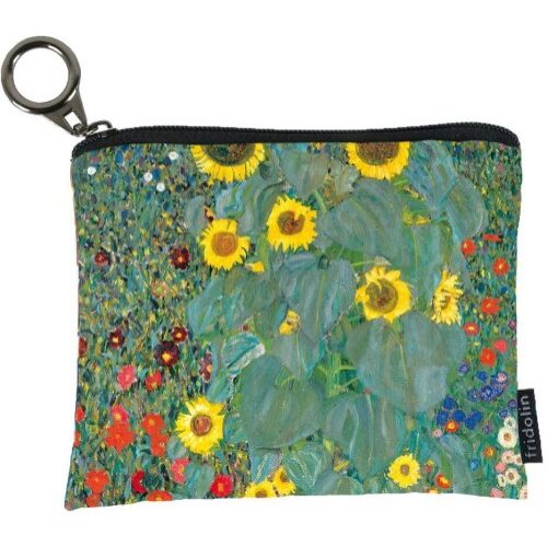 Mini pénztárca, polyester,12x1,5x10cm Klimt:Kert napraforgókkal