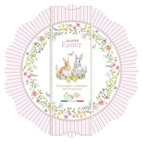 Műanyag tányéralátét kerek, 2db-os szett, 34,5cm, Happy Easter