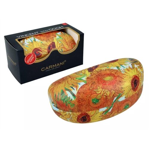 Napszemüvegtartó 16x7x7cm,műbőr/műanyag, Van Gogh:Napraforgók