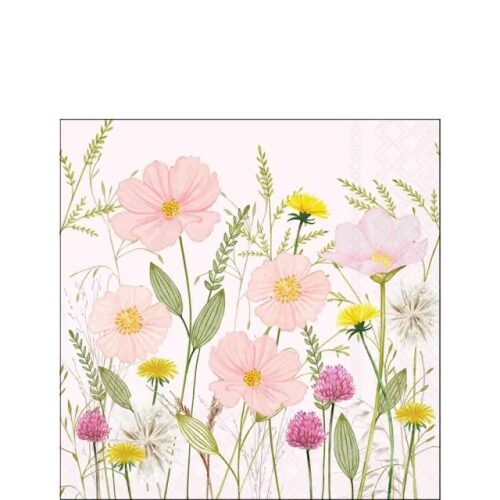 Papírszalvéta 25x25cm, 20db-os Pastel flowers pink