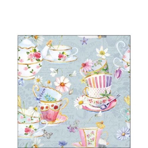 Papírszalvéta 25x25cm, 20db-os Tea cups blue