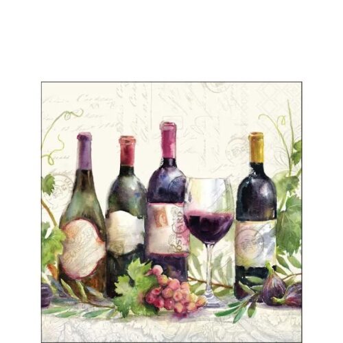 Papírszalvéta 25x25cm, 20db-os, Wine Bottles