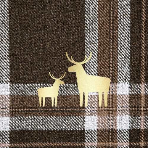 Papírszalvéta 33x33cm, 20db-os, Check brown and Deer