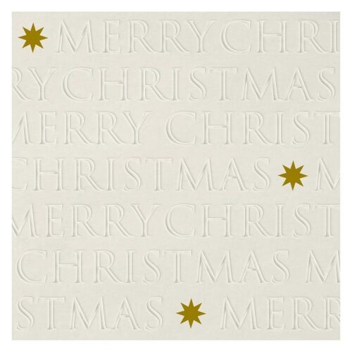 Papírszalvéta 33x33cm, 20db-os, Christmas letters off white dombornyomott