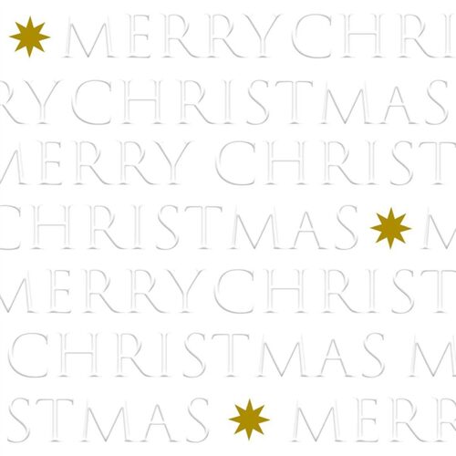 Papírszalvéta 33x33cm, 20db-os, Christmas letters pearl dombornyomott