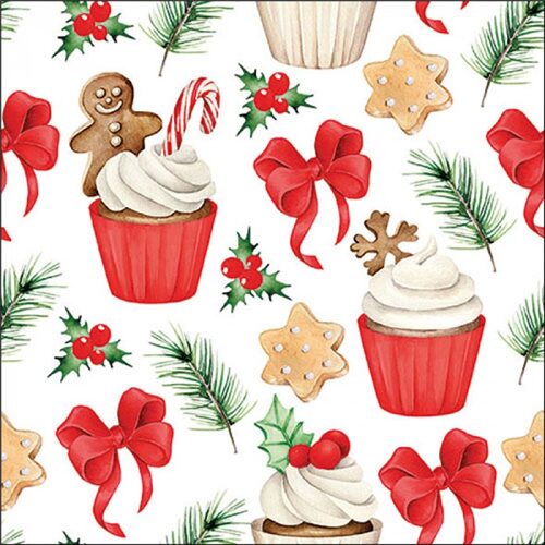 Papírszalvéta Christmas sweets red 33x33cm,20db-os