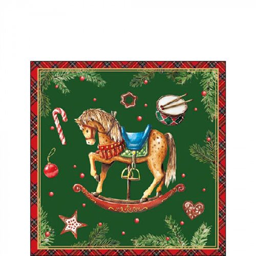 Papírszalvéta Classic rocking horse green, 25x25cm, 20db-os