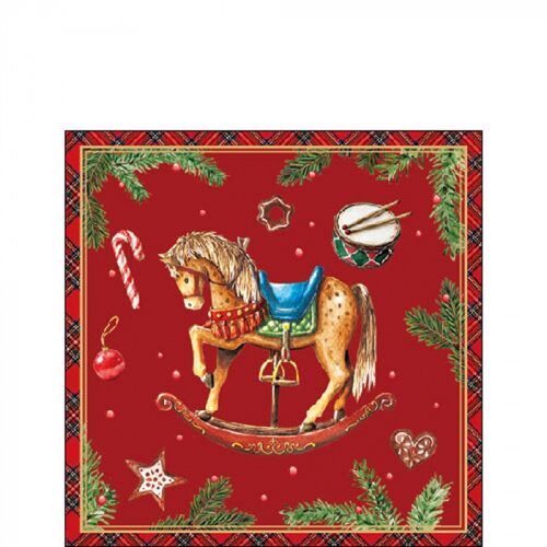 Papírszalvéta Classic rocking horse red, 25x25cm, 20db-os