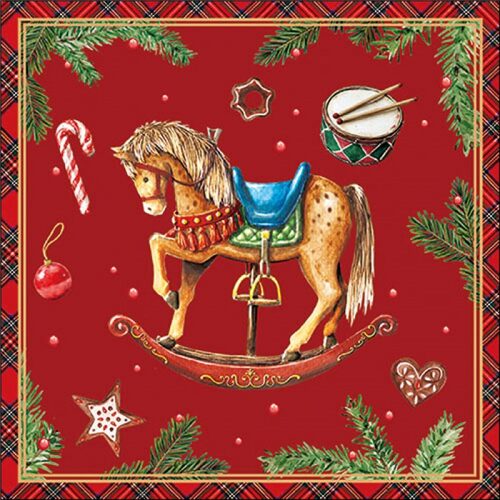 Papírszalvéta Classic rocking horse red, 33x33cm, 20db-os