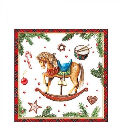 Papírszalvéta Classic rocking horse white, 25x25cm, 20db-os