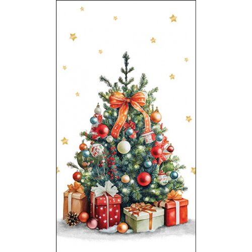 Papírszalvéta Decorated Christmas tree, 33x40cm, 15db-os