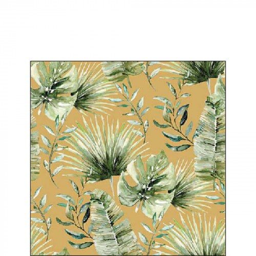 Papírszalvéta Dzsungel Levelek Arany 25x25cm, 20db-os