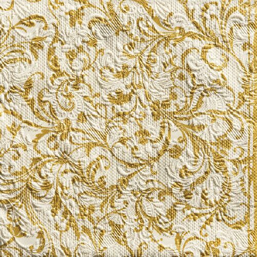 Papírszalvéta Elegance Damaszk krém arany dombornyomott 33x33cm, 15db-os