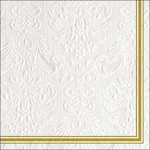 Papírszalvéta Elegance Fehér/Arany dombornyomott 33x33cm, 15db-os