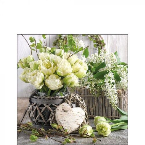 Papírszalvéta Fehér Tulipánok 25x25cm, 20db-os
