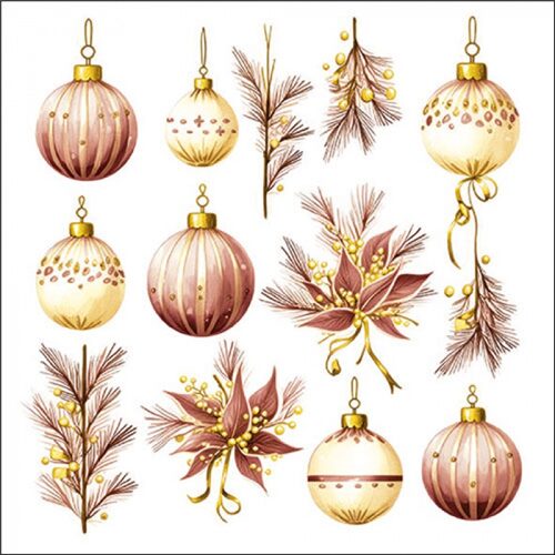 Papírszalvéta Hanging decorations bordeaux, 33x33cm, 20db-os