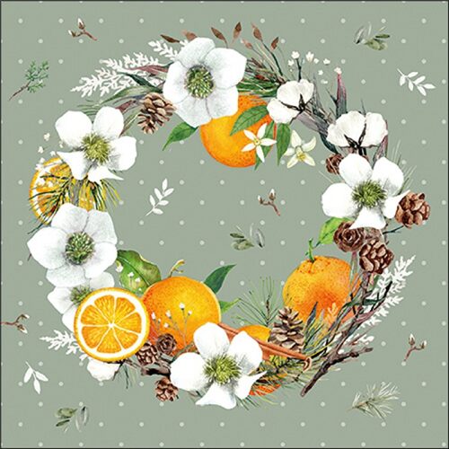 Papírszalvéta Helleborus and oranges, 33x33cm, 20db-os