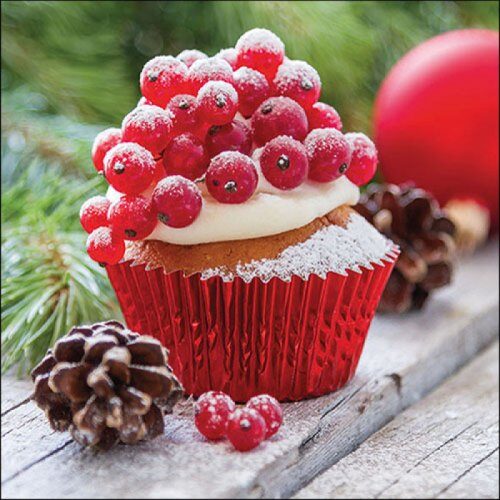 Papírszalvéta Karácsonyi cupcake 33x33cm, 20db-os